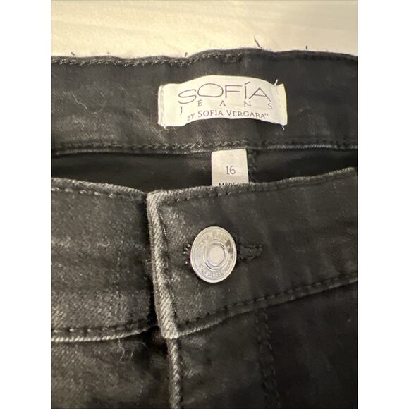 Sofia Vergara Womens Curvy Super High Rise Ankle Skinny Jeans Size 16 Black New - Picture 6 of 12